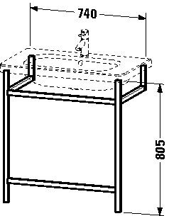 Duravit Durastyle Frame voor wastafel 74x44x80,5 cm Amerikaans Noten