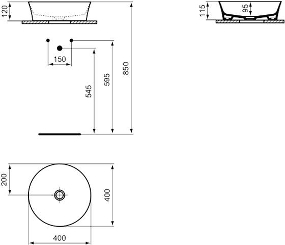 Ideal Standard Opbouw Wastafel IPALYSS Ø400x120mm Betongrijs