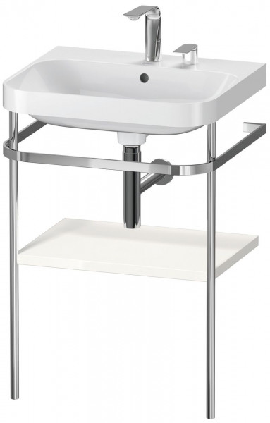 Set Meuble Salle De Bain Duravit Happy D.2 Plus Lavabo 2 trous, Console métallique 1 tablette 575mm Blanc brillant HP4835E2222