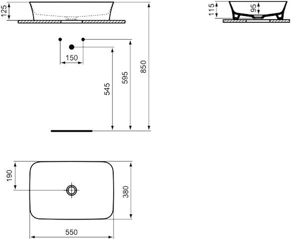 Ideal Standard Opbouw Wastafel IPALYSS 550x120x380mm Wit