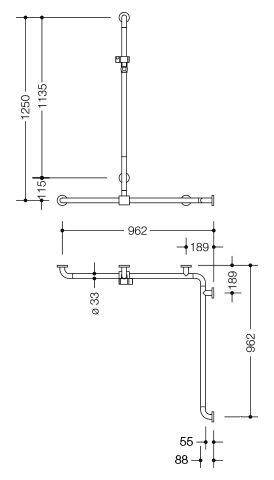 Hewi Badgreep Serie 801 met douchestang 801.35.350