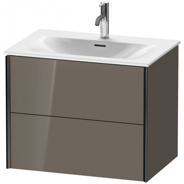 Meuble Pour Lavabo Encastrable Duravit XViu suspendu 2 tiroirs, pour lav. Viu 710mm Gris Flanelle Brillant/Noir Mat XV41330B289