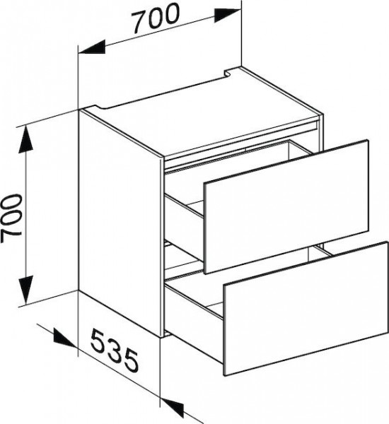 Wandmeubel Keuco Edition 11 met 2 lades 700x700x535mm Gelakt kasjmier