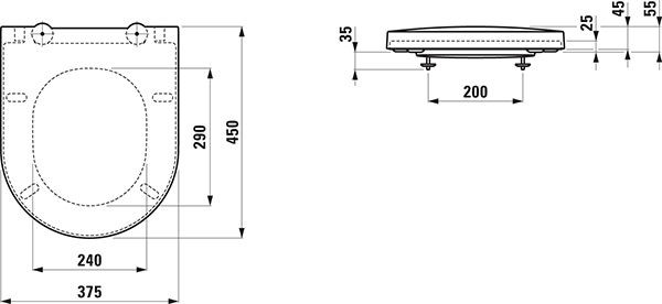 Laufen Sonar Closetzitting 37,5x45x5 cm Wit Mat