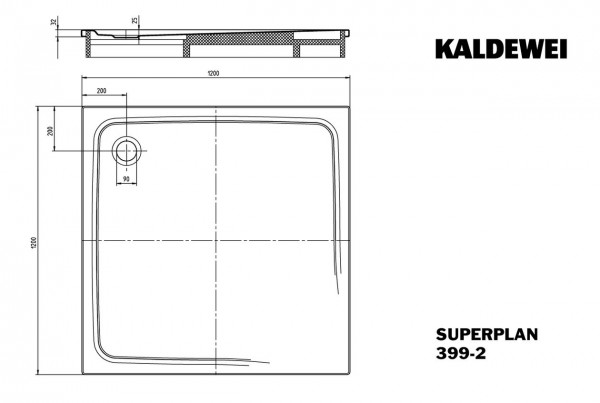 Kaldewei Douchebak Vierkant Mod.399-2 Superplan (447135000)