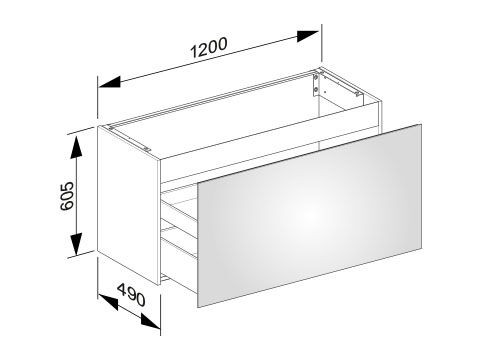 Wastafel Onderkast Keuco X-Line 1 lade, 1200x605x490mm Roestvrij Staal