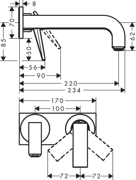 Inbouw Wastafelkraan Axor Citterio Inbouw met hendel, frame en afwateringsprofiel Chroom