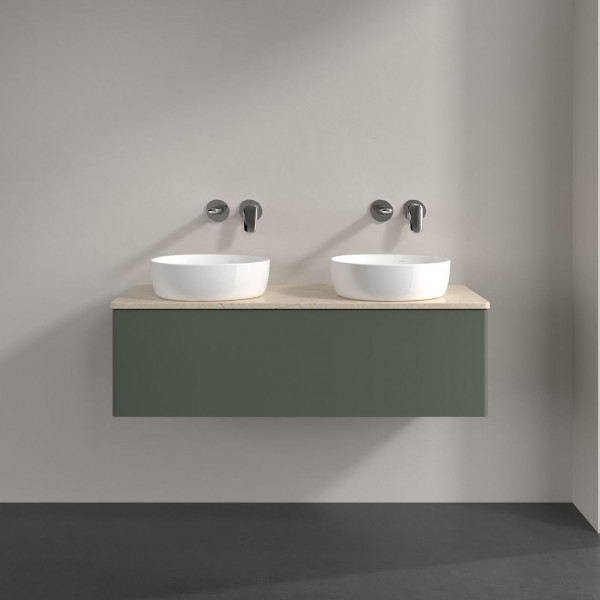 Dubbel Wastafelmeubel Villeroy en Boch Antao 1200x360x500mm Leaf Green Matt Lacquer/Boticcino