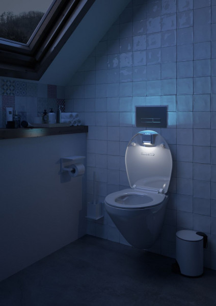 Abattant WC Frein de Chute Éclairage LED Allibert NIGHTY 2 372x67x465mm Blanc Brillant