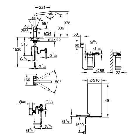 Grohe Red Duo Kokend Water Kraan en ketel L formaat 0325001