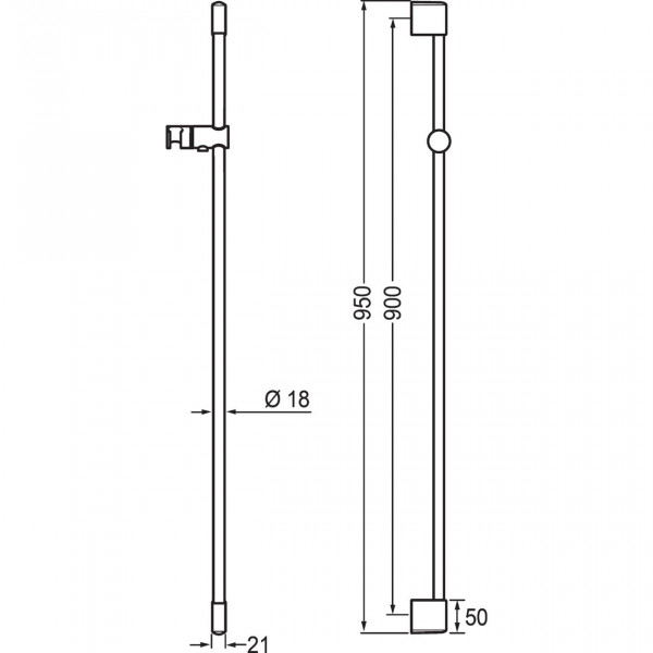 Hansa Purejet glijstang 90cm chroom 04550200