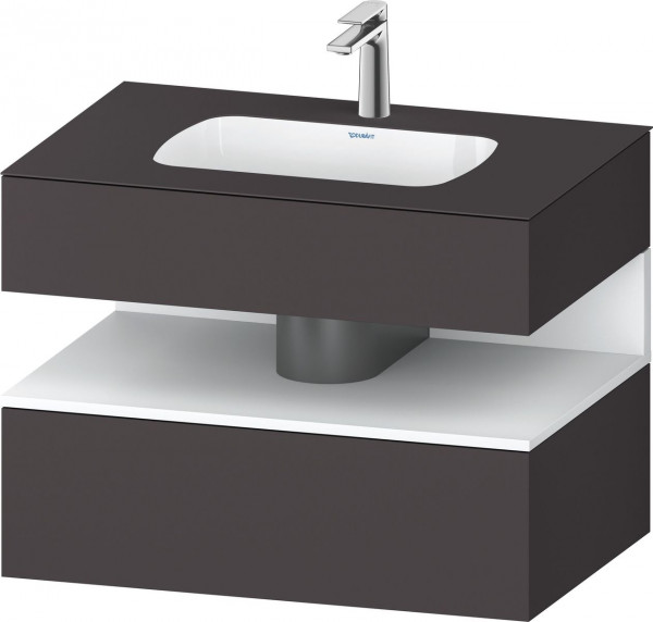 Set Meuble Salle De Bain Duravit Qatego Lavabo 1 trou, 1 tiroir, 1 niche 800mm Blanc Mat/Graphite Super Mat QA4785018800000