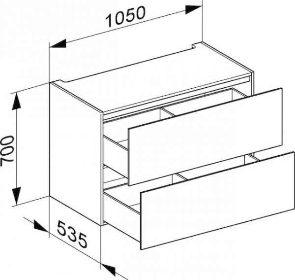 Wandmeubel Keuco Edition 11 met 2 lades 1050x700x535mm Kasjmier Satijn Lak