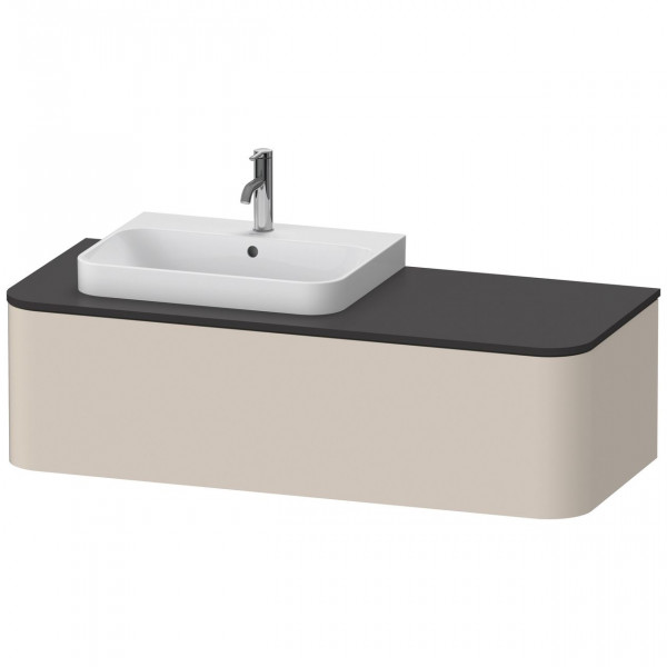 Meuble Pour Vasque à Poser Duravit Happy D.2 Plus 1 tiroir, vasque gauche 1300mm Taupe Super Mat HP4942L8383