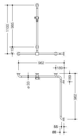 Hewi Badgreep Serie 801 met douchestang 801.35.320