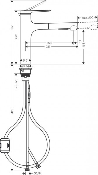 Keukenkraan Met Handdouche Hansgrohe Zesis M33 Zwart Mat