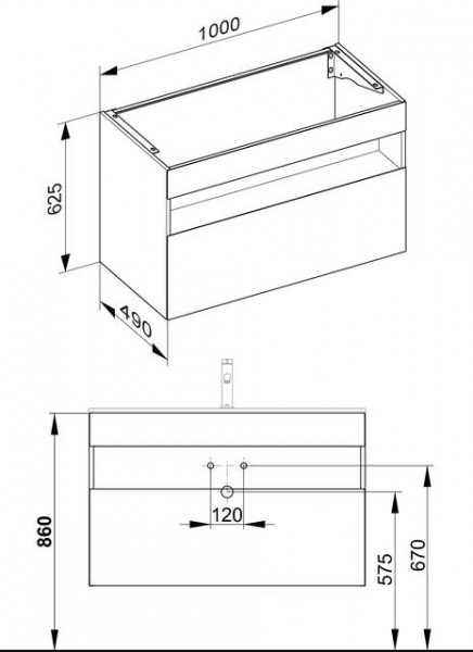 Wastafel Onderkast Keuco Stageline 1 lade, 1000x525x490mm Kasjmir