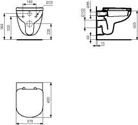 Ideal Standard Hangend Toilet TEMPO 365x480x340mm Wit