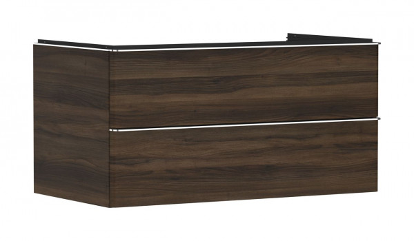 Wastafelmeubel Voor Opzet Waskom Hansgrohe Xelu Q 2 laden 980x550x485mm Walnut Dark/Chroom