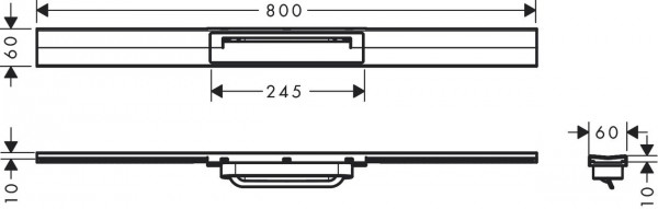 Douchegoot Hansgrohe RainDrain Flex 800mm snijdbaar Geborsteld Roestvrij Staal