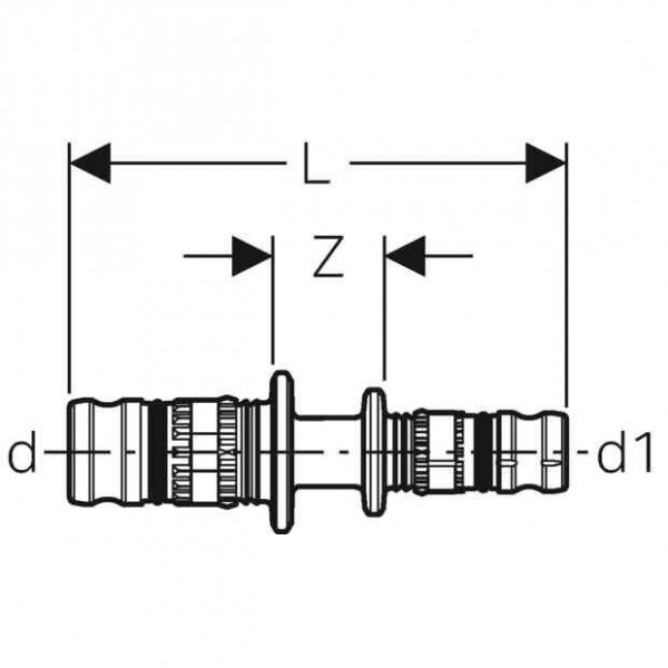 Geberit Schroefdraadbus met compressiefitting d50 H6.3 Mepla