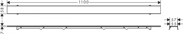 Douchegoot Hansgrohe RainDrain Rock 1000mm inkortbaar en betegelbaar