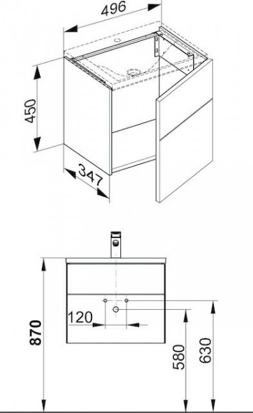 Wastafel Onderkast Keuco Royal Reflex 1 deur, Rechts 496x450x347mm Glanzend Wit