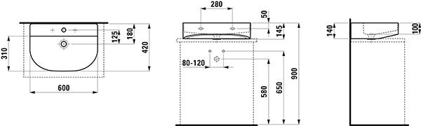 Opbouw Wastafel Laufen SONAR 420x145x600mm Wit Clean Coat