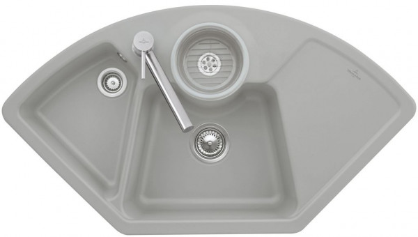 Evier d'Angle Villeroy et Boch Solo avec bouton de vidage Timber CeramicPlus 670802TRHL1