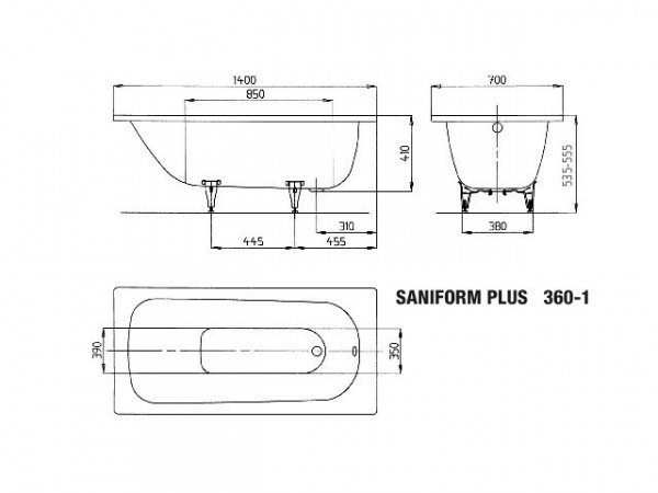 Kaldewei Ligbad Saniform Plus 1400x700x410mm3601 Model 360-1 Bahamabeige 111530003030