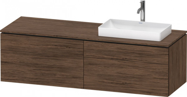 Meuble Pour Vasque à Poser Duravit L-Cube 4 tiroirs, vasque droite 1620mm Noyer foncé mat LC4871R21210000