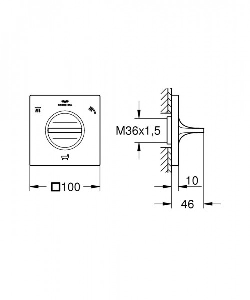 Omkeerventiel Grohe Allure 3-weg voor 29033 Hard Graphite