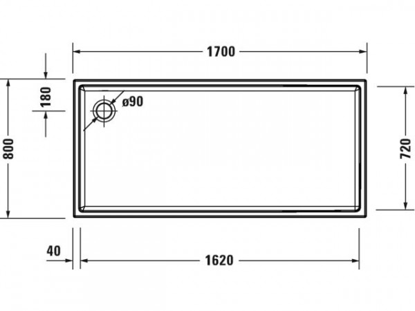 Duravit Douchebak Rechthoekig Starck 1700 x 800 x 60 mm Wit