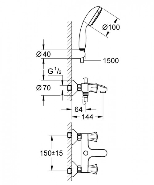 Grohe Doucheset Costa L 1 jet Chroom