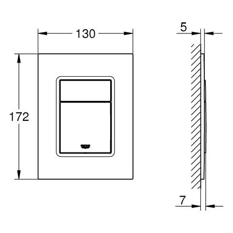 GROHE Skate Cosmopolitan S Bedieningspaneel Toilet - Verticaal - Dual Flush - Eco - Geborsteld Nickel (mat) - Slank formaat