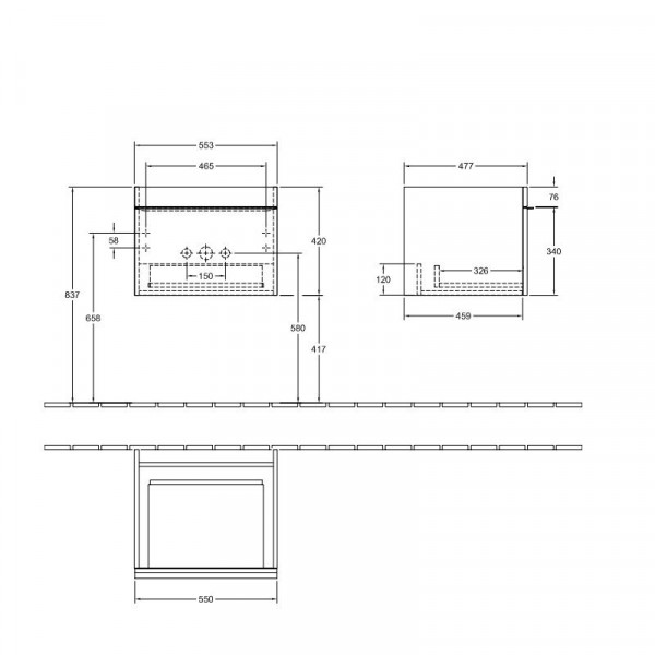 Villeroy en Boch Wastafelmeubels Venticello 553 x 420 x 502 mm