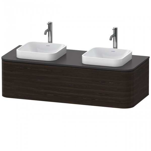 Meuble Double Vasque Duravit Happy D.2 Plus 1 tiroir éclairé 1300mm Noyer brossé HP4943B69690010