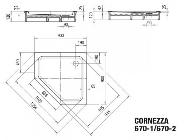 Kaldewei Kwartronde Douchebak Mod.670-2 Cornezza (459035000)