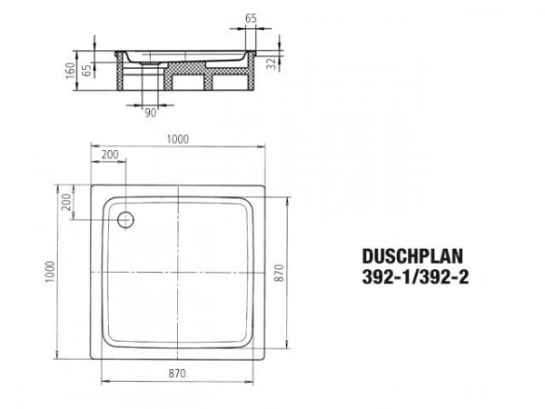 Kaldewei Douchebak Vierkant Mod.392-1 Duschplan (440200010)