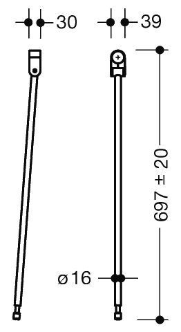 Hewi Bodemsteun voor Badgreep 850 mm Serie 801