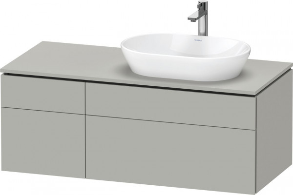 Meuble Pour Vasque à Poser Duravit L-Cube 4 tiroirs asymétriques, vasque droite 1220mm Gris béton mat LC4874007070000