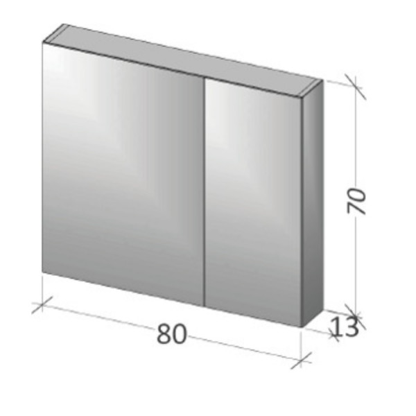 Badkamerkasten Riho Modell 12 2-deurs, asymmetrisch 800x130x700mm Wit