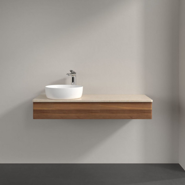 Wastafelmeubel Voor Opzet Waskom Villeroy en Boch Antao 1200x190x500mm Warm Walnut/Boticcino