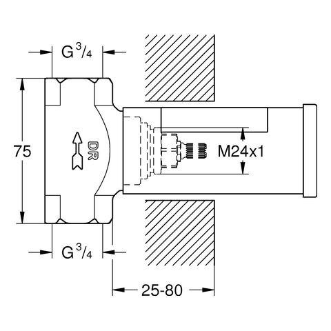 Grohe Snelkoppeling 75x25-80mm Chroom