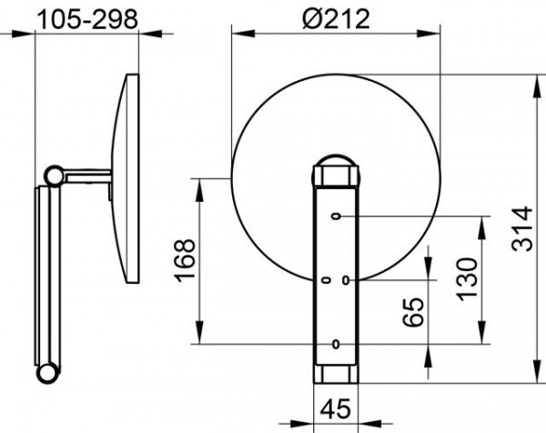 Scheerspiegel Zonder Licht Keuco Ilook_move wandmodel, rond Geborsteld Nikkel