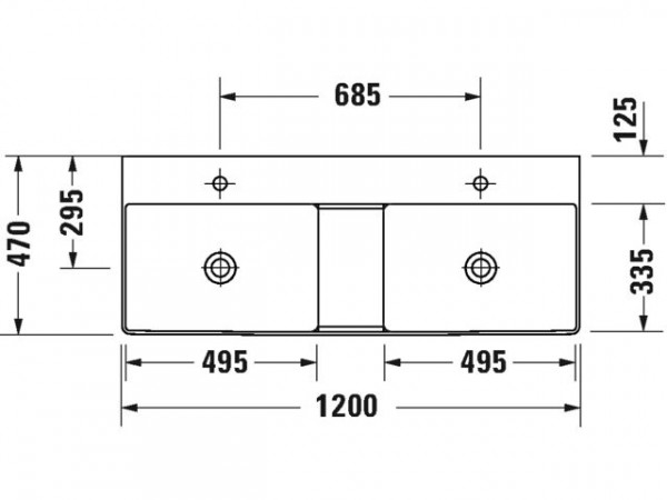 Duravit Dubbele Wastafel DuraSquare 1200 mm Wit 23498000731