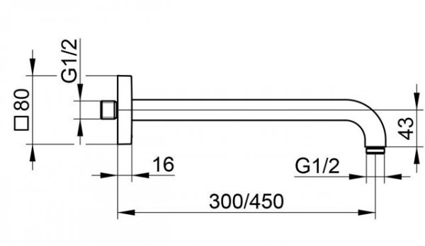 Douchearm Keuco Edition 300 Muur vierkant 462 mm Geborsteld Brons