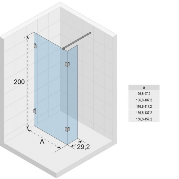 Inloop Douchewand Riho Scandic NXT met zijklep 290mm 1570x2000mm Chroom