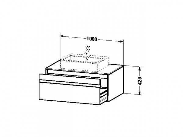 Duravit Ketho Wastafelonderkast 100x55x42.6cm 1 lade Standaard greep met softclose spaanplaat Grafiet Mat KT669504949