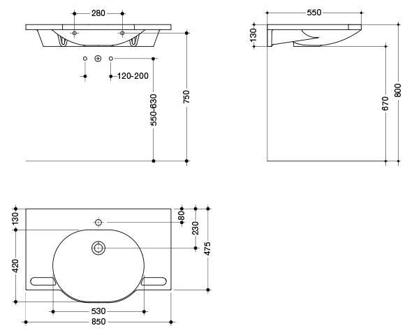 Hewi Hangende Wastafel 850 mm Alpenwit 950.11.600